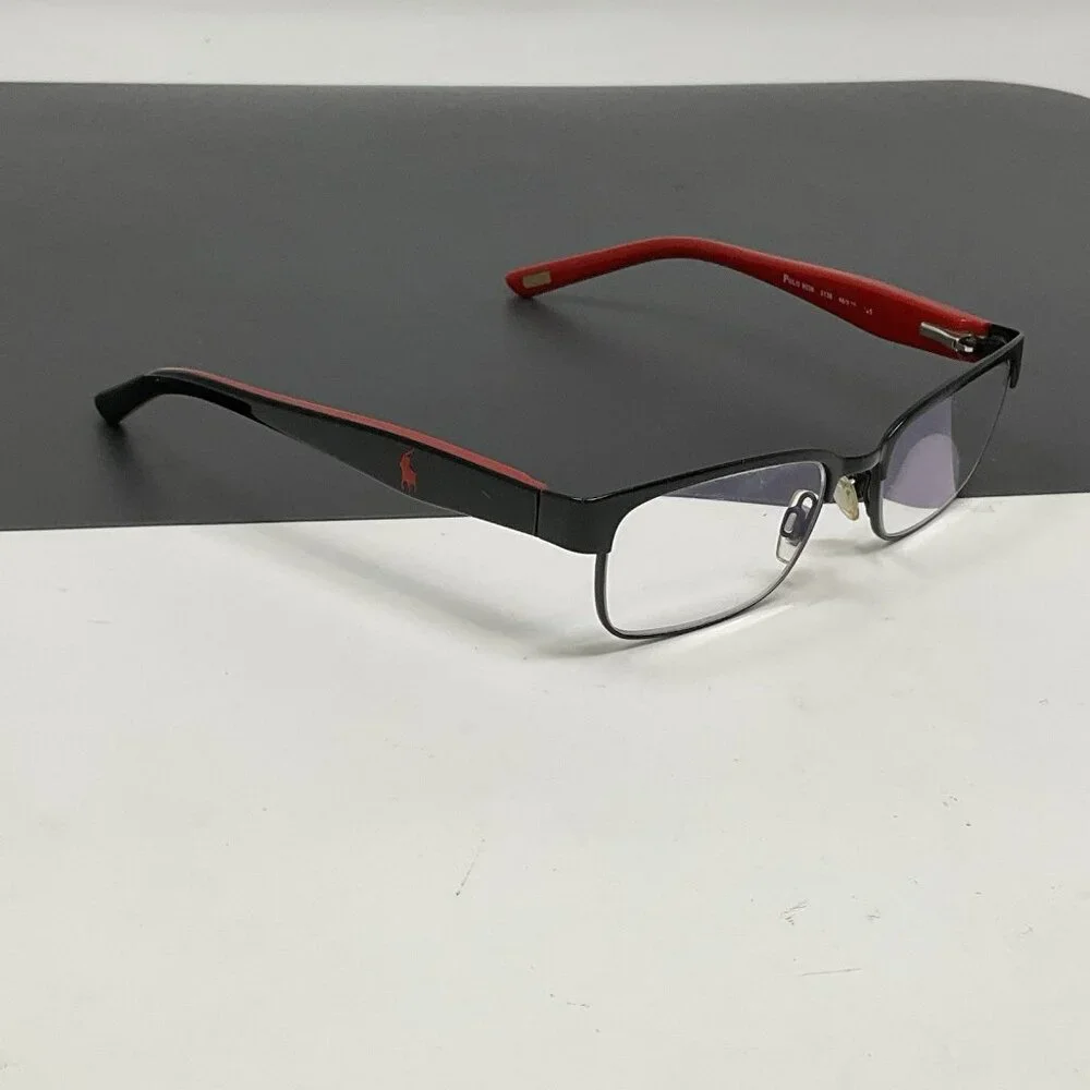 Polo Ralph Lauren 8036 3136 Black Red Rectangle Kids Eyeglasses Frames 46-15 125